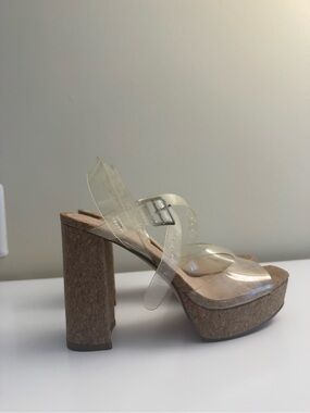 Limelight Clear PVC Cork Platform Heels